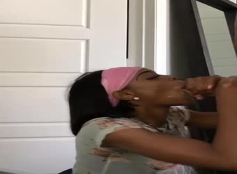 Ebony super sloppy messy superb blowjob